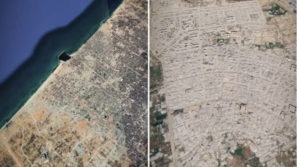 Gazze'deki yıkım uydu görüntülerine yansıdı