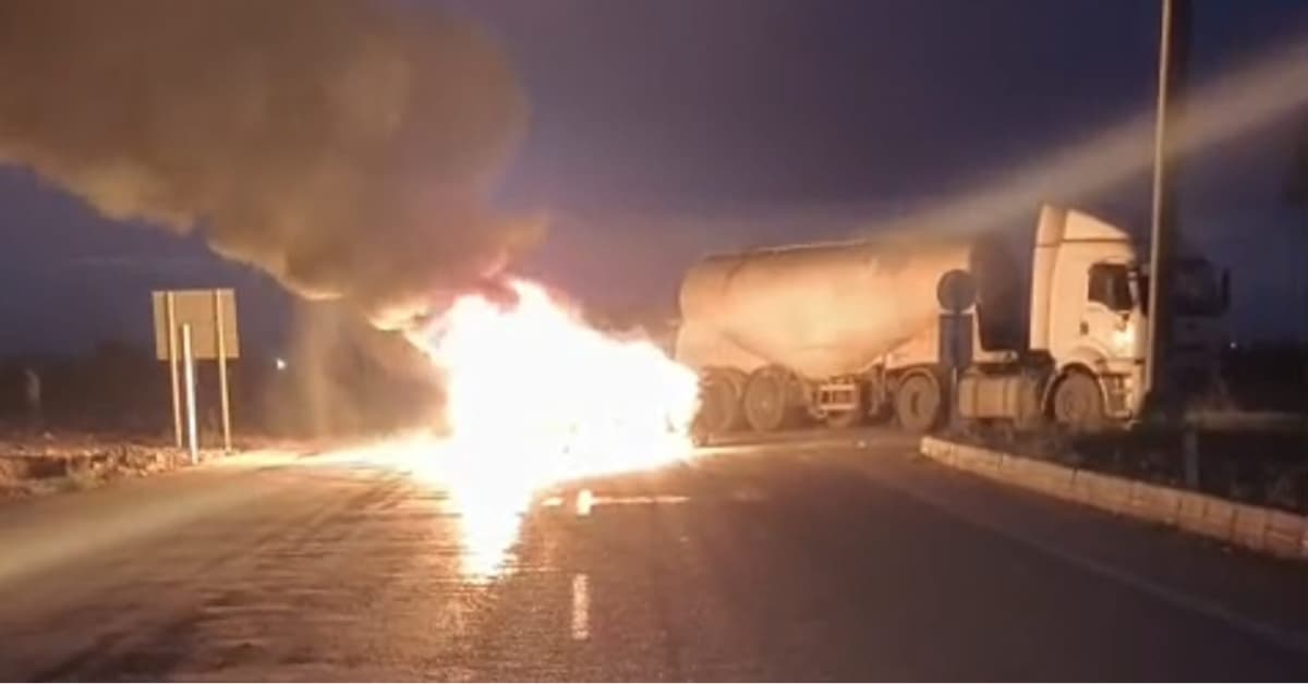 TIR'a çarptı, alev aldı!