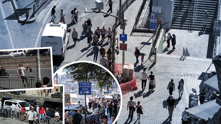 İstanbul'daki işlek bölgede ilginç görüntü! Kolayı varken tercih etmiyorlar: 100 metrelik tehlikeye türlü gerekçeler