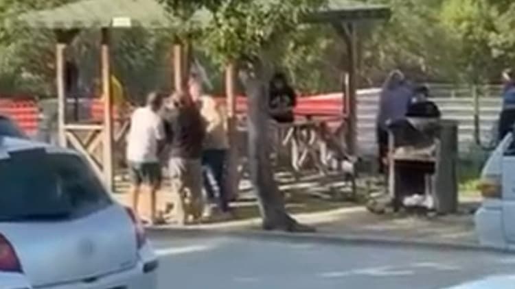 Bursa'da piknik parkında iki ailenin tekme tokat kavgası kamerada