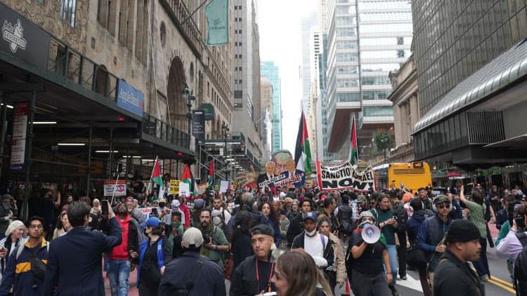 Manhattan'da Netanyahu protestosu