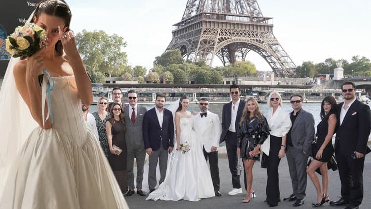 Nikah sonrası Eyfel'de aile fotoğrafı