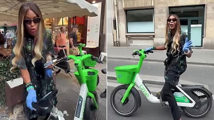 Ünlü model temizlik takıntısı ve mikrop fobisiyle tanınıyor… Bisikleti önce güzelce sildi, sonra eldiven takarak bindi