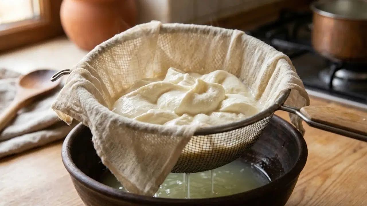 Sadece 2 malzemeyle sütün ipeksi dönüşümü: Ev yapımı İtalyan ricotta peyniri tarifi...