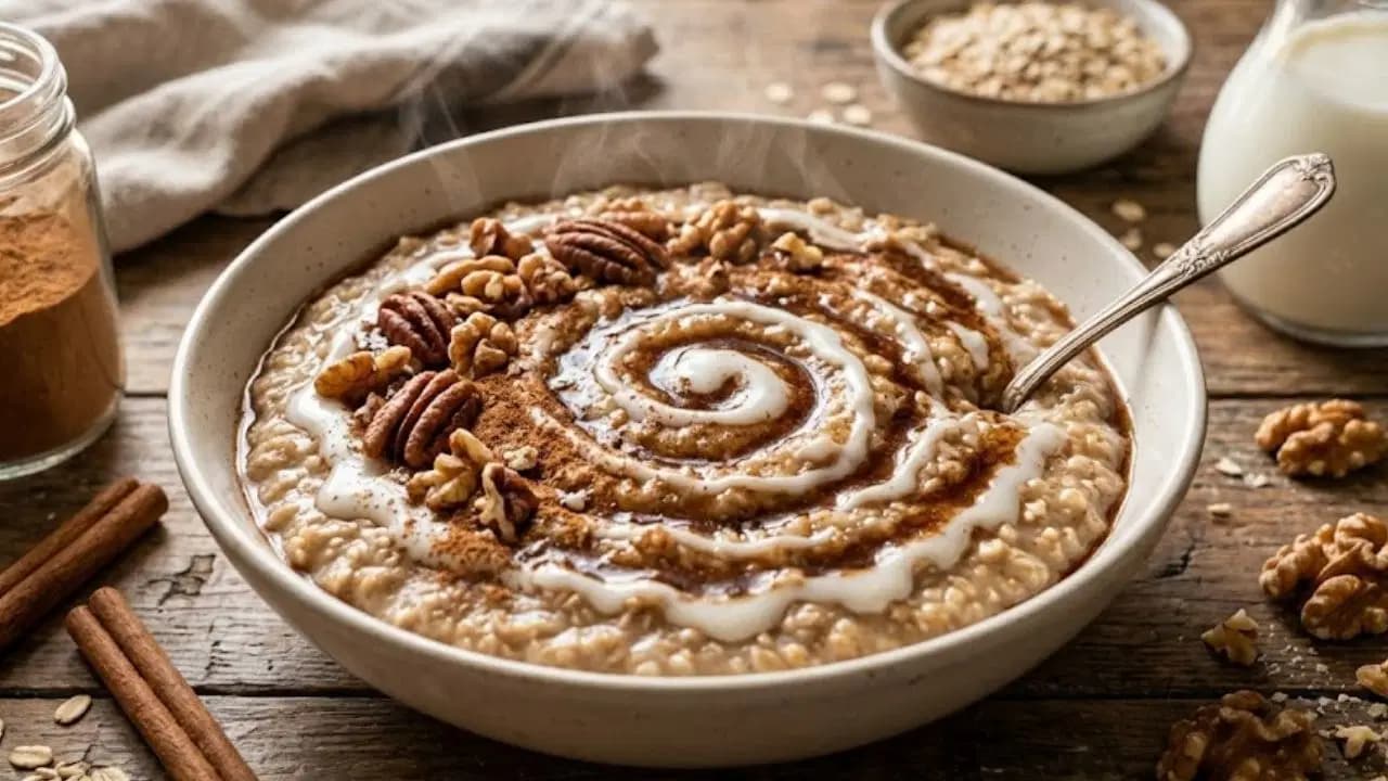 Rafine şekersiz kahvaltı keyfi: Cinnamon roll tadında yulaf tarifi...