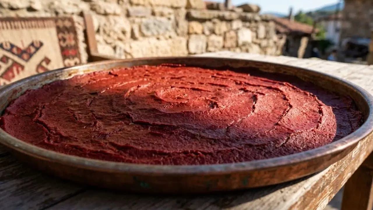 Güneşte demlenmiş mükemmel ev yapımı salça!
