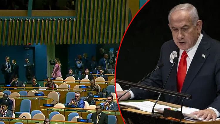 Netanyahu'ya BM'de dev protesto: Boş salona konuştu