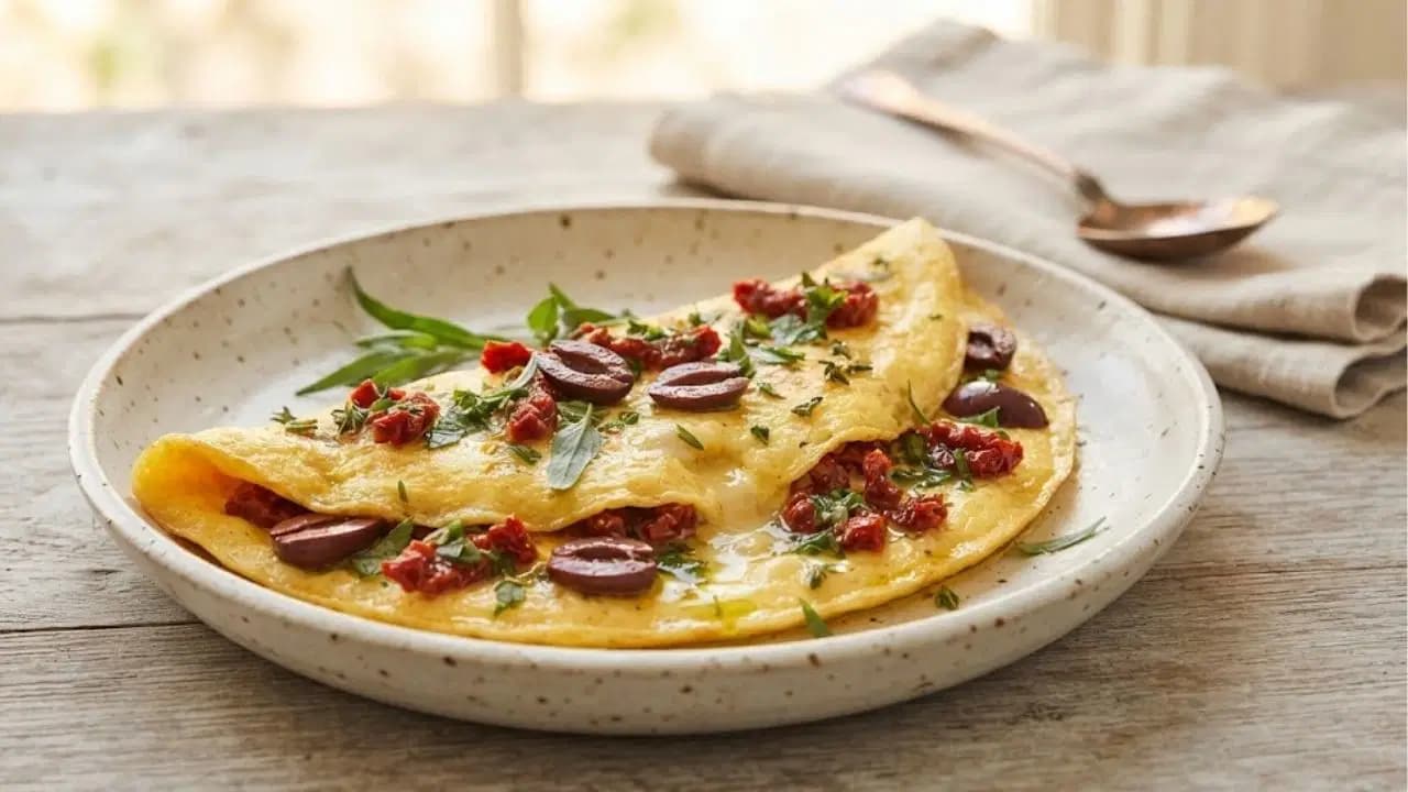 Kahvaltı sofralarına Akdeniz esintisi: Kuru domatesli zeytinli omlet tarifi