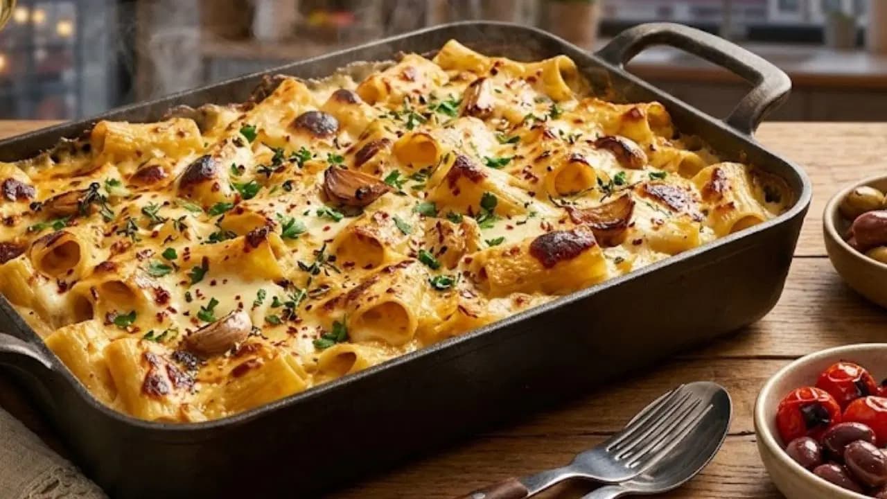 Klasiklere meydan okuyan dokunuş: Köz sarımsaklı ve isli peynirli gurme fırın makarna tarifi...
