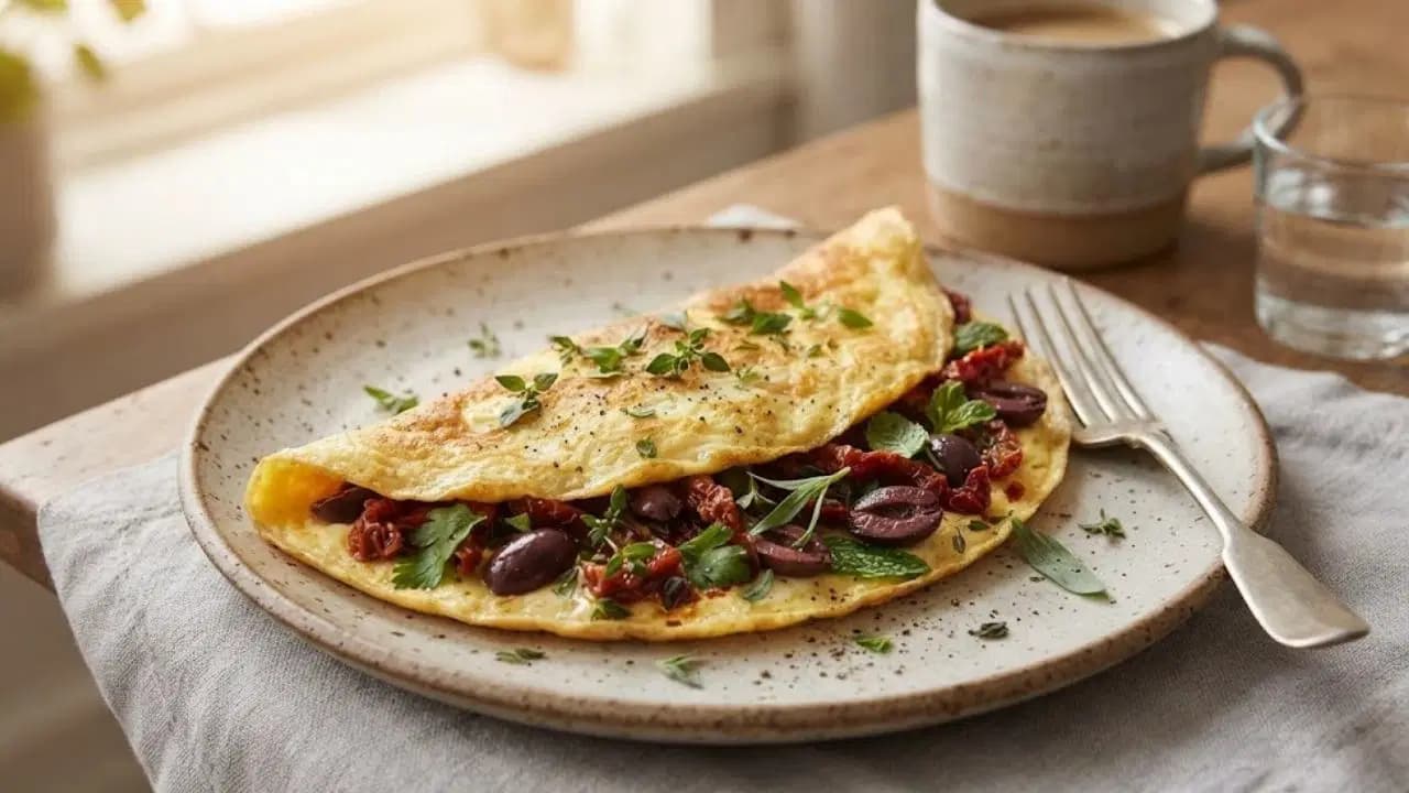 Kahvaltı sofralarına Akdeniz esintisi: Kuru domatesli zeytinli omlet tarifi
