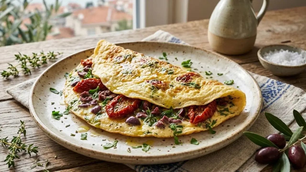 Kahvaltı sofralarına Akdeniz esintisi: Kuru domatesli zeytinli omlet tarifi