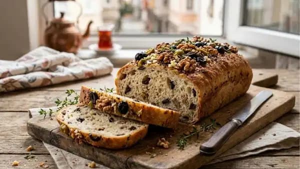 Çay saatlerinin tuzlu favorisi: Zeytinli cevizli ekmek tarifi